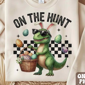 Dinosaure lapin de Pâques Png, dinosaure de Pâques Png, Pâques rétro Png, conception de chemise T Rex garçons filles enfants