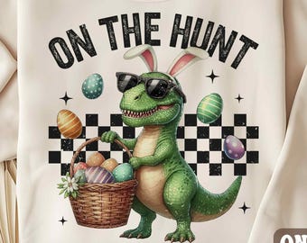 Dinosaur Easter Bunny Png, Easter Dinosaur Png, Retro Easter Png, T Rex Boys Girls Kids shirt design