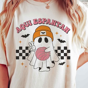 Aqui Espantan PNG SVG, Svg Halloween espagnol, fantôme mignon Png, chemise Halloween mexicaine, sublimation Png, fichiers Svg pour Cricut