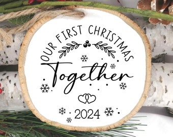 Our First Christmas Together 2024 SVG, Christmas Ornaments SVG, Wedding Ornament Gift, Christmas Couples, Svg Files For Cricut