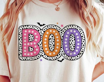 Halloween SVG PNG, Boo Svg, Dalmatian Dots Png, Retro Halloween Shirt, Sublimation Png, Svg Files For Cricut
