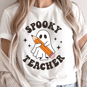 Insegnante spettrale SVG, Insegnante di Halloween Svg, Insegnante fantasma carino Svg, Autunno Svg, Camicia di Halloween retrò Svg, File Svg per Cricut