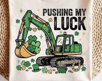 Boy St Patrick's Day PNG, Lucky Shamrock Excavator Png, Patrick Boy Design, Boy St Patricks Gift (Digital Download)