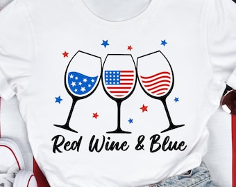 Red Wine and Blue SVG, 4. Juli Svg, 4. Juli Svg, Patriotic, American Flag Weinglas, 4. Juli Shirt, Png, Svg Dateien für Cricut