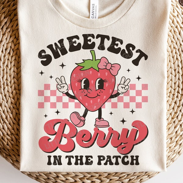 Sweetest Berry In The Patch SVG PNG, Retro Strawberry Png, Groovy Strawberry Season Shirt, Sublimation Png, Svg Files For Cricut