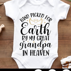 Elegido a mano para la tierra por mi bisabuelo en el cielo SVG, recién nacido Svg, camiseta para niños y niñas, camisa de bisabuelo bebé, archivos svg para Cricut