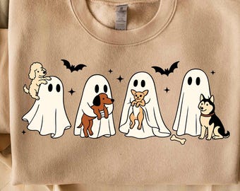 Сute Ghost with Dog SVG PNG, Funny Halloween Ghost with Dog Svg, Preppy Halloween, Funny Dog Mama Shirt, Sublimation, Svg file for cricut