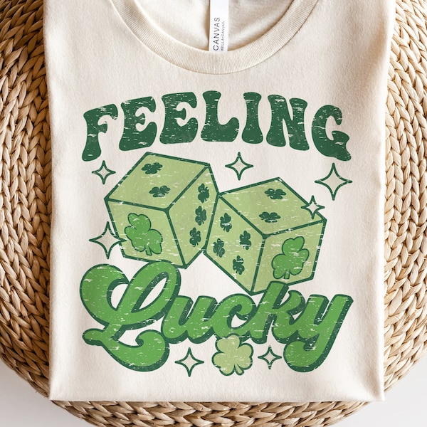 Feeling Lucky Svg, Distressed St Patrick's Day SVG, Shamrock Svg, Clover Png, Retro St Patricks Shirt, Png, Svg Files For Cricut