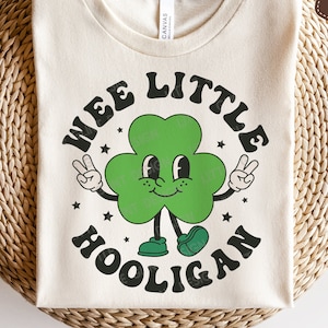 Wee Little Hooligan SVG, St Patrick Day SVG, Shamrock Svg, Retro Clover Png, Kids Saint Patricks Shirt, Svg Files For Cricut image 1