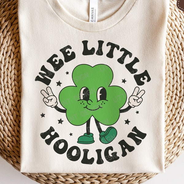 Petit voyou SVG, SVG de la Saint-Patrick, Shamrock Svg, trèfle rétro Png, chemise pour enfants Saint Patrick, fichiers Svg pour Cricut