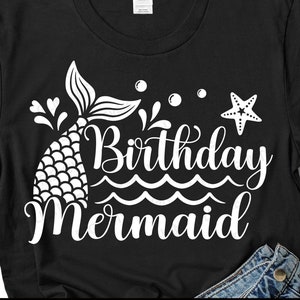 Geburtstag Meerjungfrau Svg, Mädchen Geburtstagsshirt Svg, Baby Mädchen Svg, Meerjungfrau Schwanz Svg, Kinder Geburtstag Geschenk Shirt Design, Svg Dateien für Cricut