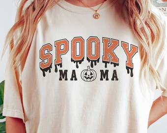 Spooky Mama SVG, Halloween Mom Svg, Witch Svg, Distressed Spooky Png, Halloween Varsity Shirt, Svg Files For Cricut