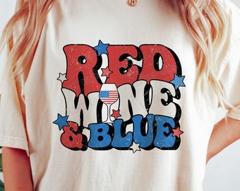Rotwein und blau SVG, Retro 4th of Juli SVG, patriotische SVG, Wein Png, Fourth of Juli Shirt, Amerika Sublimation PNG