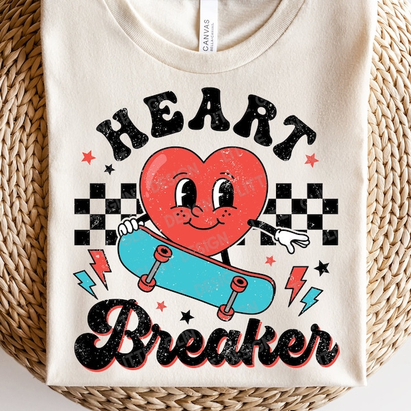 Heart Breaker SVG, Valentine SVG, Retro Heart Png, Cita de amor, Camisas del Día de San Valentín para niños, Archivos Svg para Cricut