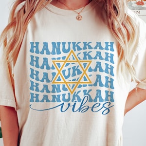 Hanukkah Vibes SVG, Hanukkah Png, Png juif, cadeau chemise rétro Hanukkah, fichiers Svg pour Cricut
