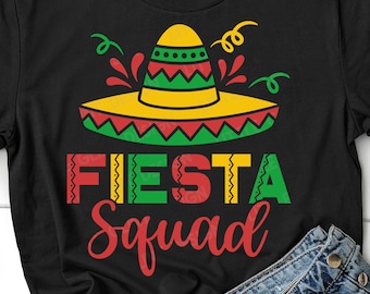 Fiesta Squad SVG, Cinco de Mayo Svg, Fiesta Shirt, Mexican Svg, Kids Cinco de Mayo Shirt, Png, Pliki Svg dla Cricut, Sylwetka