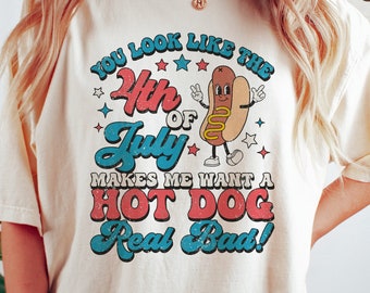 Parece que el 4 de julio me hace querer un hot dog realmente malo SVG, 4 de julio Svg, Patriótico, Retro Hot Dog Shirt, Archivos Svg para Cricut