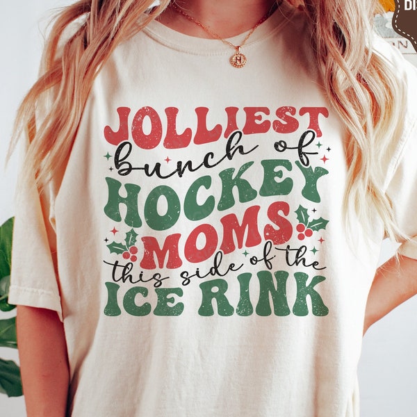 Retro Christmas Hockey Moms SVG, Jolliest bunch of hockey moms This side of the ice rink Shirt, Svg Files for Cricut