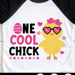 One Cool Chick Svg, Girls Easter SVG, Bunny Svg, Easter Egg Svg, Kids Easter Shirt, Png, Svg Files For Cricut, Silhouette