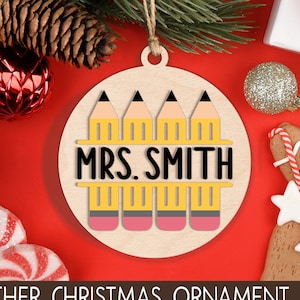 Teacher Christmas Ornaments SVG, Christmas 2024 Svg, Teach, Inspire, School Teacher Laser Ornament Svg, Glowforge Laser Cut File