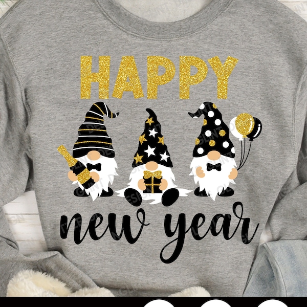 Happy New Year SVG, Gnome Svg, New Year Png, 2024 Svg, New Year's Svg, Happy New Year Shirt, 2024 Cut file, Png, Svg Files for Cricut