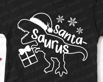 Christmas Dinosaur SVG, Santa Saurus Svg, Santa T-Rex Svg, Dinosaur Santa Hat, Kids Christmas Shirt, Png, Dxf, Svg Files for Cricut