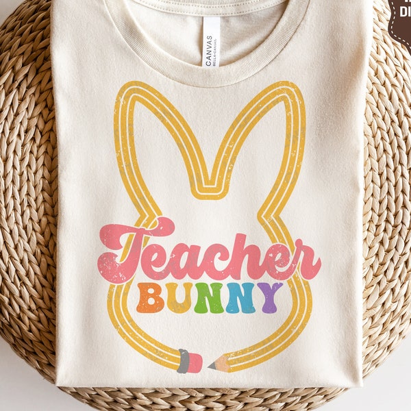 Teacher Bunny SVG PNG, Easter Teacher Svg, Easter Bunny Png, Gift For Teacher Easter Sweatshirt, Svg Files For Cricut