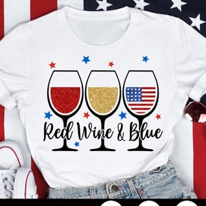 Red Wine and Blue SVG, 4. Juli Svg, 4. Juli Svg, Patriotic, American Flag Weinglas, 4. Juli Shirt, Png, Svg Dateien für Cricut