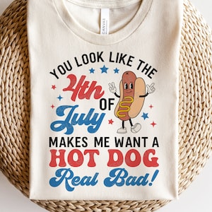 Du siehst aus wie der 4. Juli macht mich Lust auf einen Hot Dog wirklich schlecht SVG, 4. Juli SVG, patriotisch, Retro Hot Dog Shirt, SVG-Dateien für Cricut
