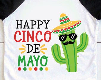Happy Cinco de Mayo Svg, Boys Cactus Svg, Mexican Svg, Boys Cinco de Mayo Shirt, Png, Pliki Svg dla Cricut, Sylwetka