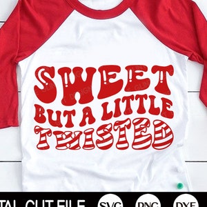 Sweet But a Little Twisted SVG, Christmas Svg, Candy Cane Svg, Kerstmis png, Retro Christmas Shirt, Png, Svg Files voor Cricut