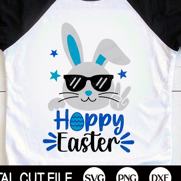 Hoppy Easter Svg, boys Easter Shirt, Happy Easter Svg, Easter Bunny Ears, Easter Egg, Kids Easter Shirt, Svg Files For Cricut, Silhouette
