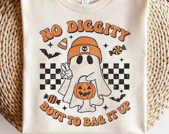 Halloween SVG PNG, No Diggity Bout To Bag It Up SVG, Ghost Png, Retro Halloween Boy Shirt, Svg Files For Cricut