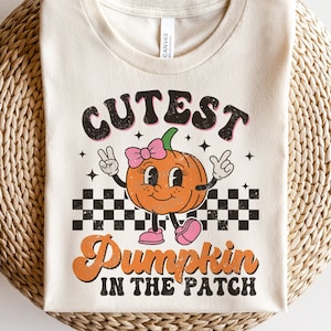 パッチで一番かわいいカボチャ SVG、秋の SVG、レトロなカボチャの Png、女の子のハロウィン シャツ、Cricut 用の SVG ファイル