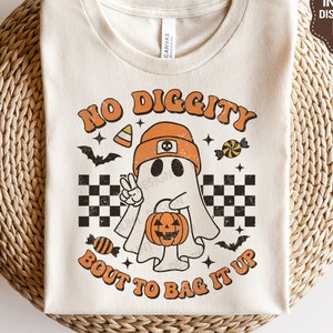 Halloween SVG PNG, No Diggity Bout To Bag It Up SVG, Ghost Png, Retro Halloween Boy Shirt, Svg Files For Cricut