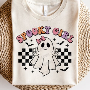 Spooky Girl SVG, Halloween Svg, Cute Ghost Png, Girl Halloween Retro Shirt Svg, Png, Svg Files For Cricut