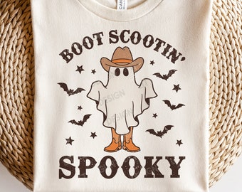Boot Scoot Spooky SVG, Retro Halloween Svg, Cowboy Ghost Png, Western Halloween Shirt, Svg Files For Cricut