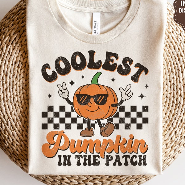 Coolest Pumpkin In The Patch SVG, Fall Svg, Distressed Fall Png, Retro Pumpkin boy Shirt Svg, Svg Files For Cricut