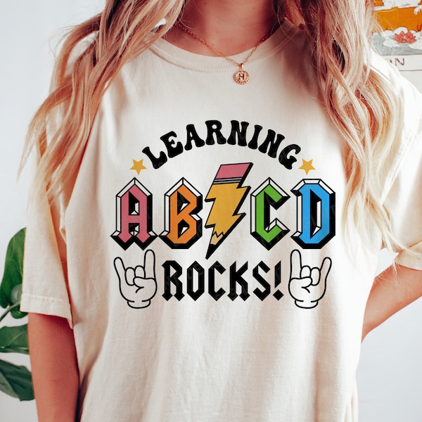 ABCD Learning Rocks SVG PNG, Back To School Svg, Teacher Appreciation, Retro Teacher Shirt, Svg Files For Cricut