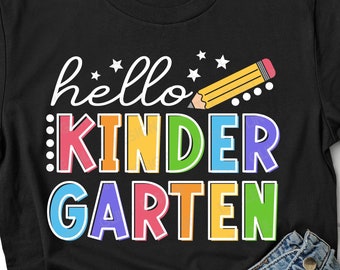 Hello Kindergarten SVG, Back To School Svg, 1st Day of School, Shcool Grade Gift Svg, Teacher Shirt, Svg Files For Cricut