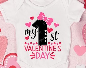 My 1st Valentines Day SVG, Kids Valentine SVG, Valentine’s Day SVG, First Valentine Gift, Girl Valentines Shirt, Dxf, Svg Files for Cricut