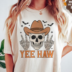 Yee Haw Halloween SVG PNG, Retro Halloween, Vintage Western Png, Halloween Skeleton Shirt, Svg Files For Cricut