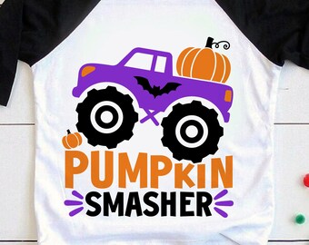 Pumpkin Smasher SVG, Halloween Monster Truck Svg, Boys Pumpkin Svg, Kids Halloween Shirt, Png, Svg Files For Cricut