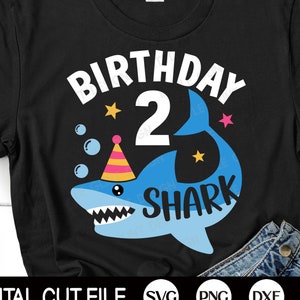 2nd Birthday Shark SVG, Shark Birthday SVG, Birthday Boys Svg, Second Birthday Shirt, Svg Files For Cricut, Silhouette