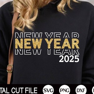 2025 年新年 SVG、グリッター 2025 PNG、新年 PNG、ハッピーニューイヤーシャツ、昇華 PNG、Cricut 用 SVG ファイル