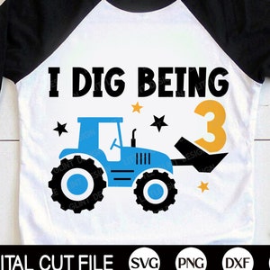 Eu gosto de ser três SVG, 3º aniversário de meninos Svg, aniversário de crianças, bebê menino, camisa de aniversário de trator Svg, design de camisa infantil, arquivos Svg para Cricut