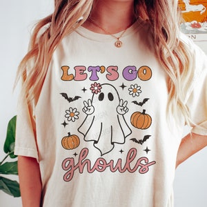 Halloween SVG PNG, Let&#39;s Go Ghouls SVG, Retro Ghost Png, Girl Halloween Shirt, Svg Files For Cricut