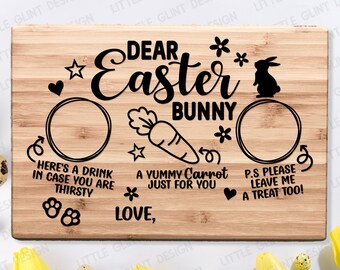 Easter Bunny Tray Svg, Easter Svg, Carrot Plate Svg, Dear Easter Cookie Tray Svg, Bunny Plate Dxf, Svg Files For Cricut, Silhouette