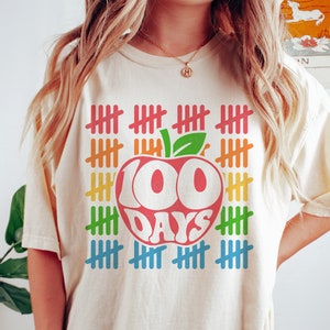 100 días de escuela Retro Apple SVG, 100 días de escuela SVG, Felices 100 días Camisa de maestro, Archivos Svg para Cricut
