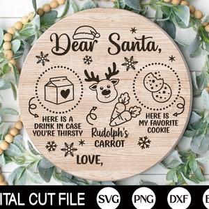 Caro Babbo Natale Cookies And Milk SVG, Christmas Svg, Santa Tray Svg, Santa Cookie Plate, Santa Cookies Svg, Doodle Tray Svg, Svg Files for Cricut